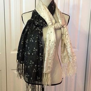 One Black and One Cream Scarf  - Set of 2